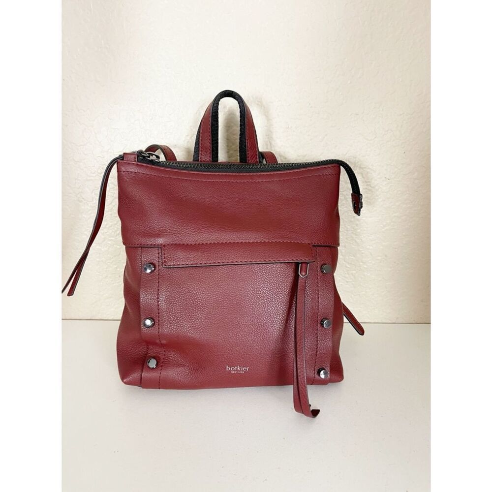 Botkier NohoâStudded Leather Backpack in a rich burgundy merlot shade. - Picture 4 of 8